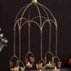 Handicraft Hanging Umbrella 4 Tea Lights Candle Holder