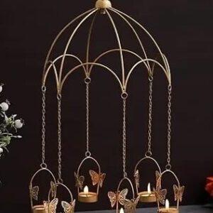 Handicraft Hanging Umbrella 4 Tea Lights Candle Holder