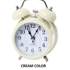 Vintage Twin Bell Alarm Table Analog Clock White