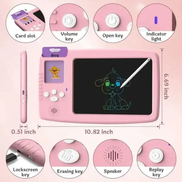 2 in 1 Talking Flash Cards with LCD Writing Tablet