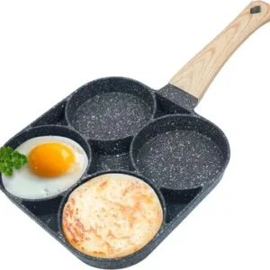 4 Hole Non Stick Egg Frying pan with Wooden Handle